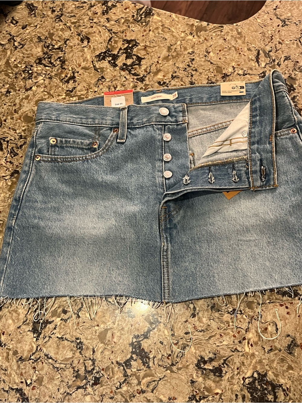 Levi's size 29 Light Blue Denim Button-Front Mini Skirt